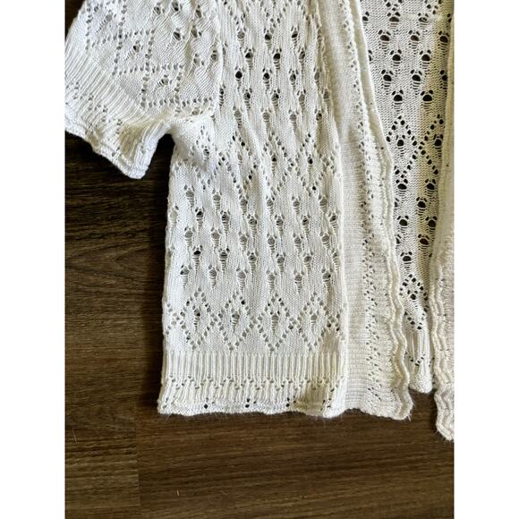 Y2k Jason Maxwell White Knit Cardigan Short sleeve Cropped Size Small Acrylic - Picture 3 of 7